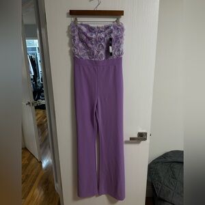 Fashionnova NWT pretty lilac purple flowers one piece strapless- MEDIUM